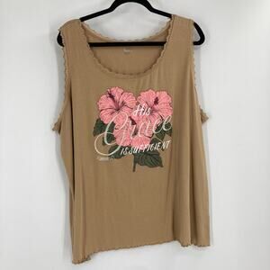 Cato Embroidered His Grace is Sufficient Scripture Christian Tank Boho Size 3X